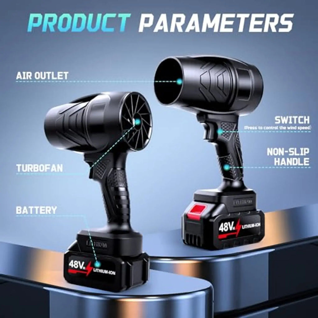 Soplador de Hojas Inalámbrico de 990000RPM – Limpiador de Polvo Eléctrico Portátil con 2 Baterías, Turbo de Alta Velocidad para el Cuidado del Jardín