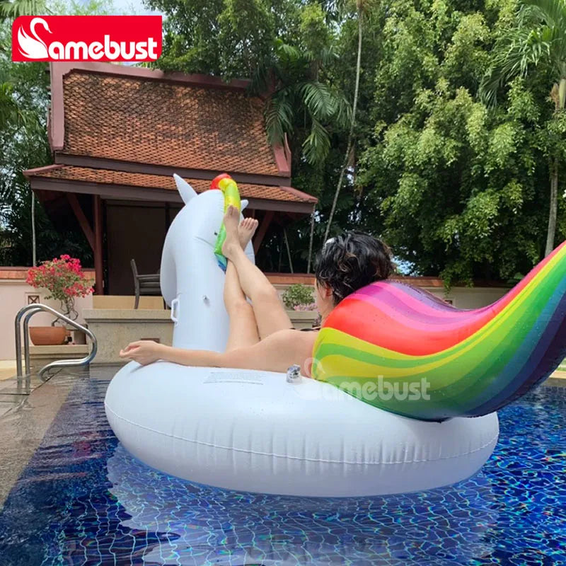 Flotador inflable Camebust para piscina, flotadores de piscina de animales, unicornio, tumbona acuática, decoración de fiesta