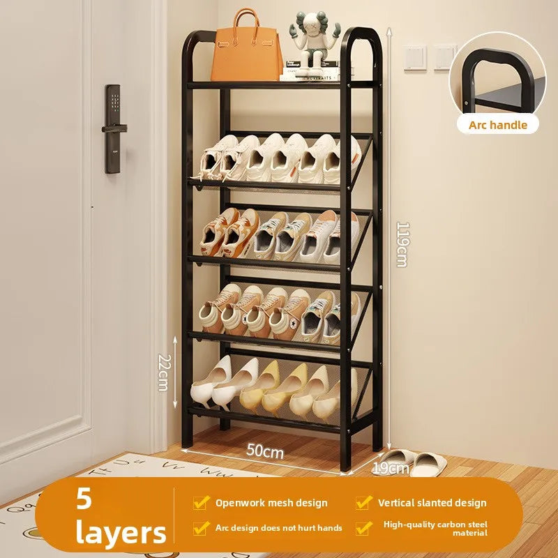 Zapatero de acero para puerta, doméstico, sencillo, ahorro de espacio, metálico, multi-capa, armario estrecho para zapatos