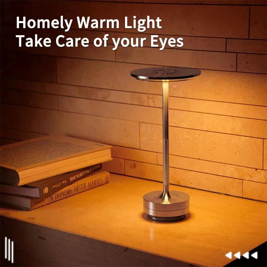 Lámpara de Mesa Inalámbrica Recargable para Dormitorio, Recargable, Táctil, Vela de Camping, Creativa, USB-C, Lámpara de Escritorio