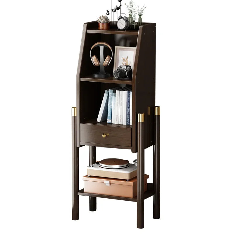 Estantería Estante Librería de suelo a techo Armario de pared sencillo para sala de estar Mueble esquinero Mueble lateral para TV Vitrina Bambú