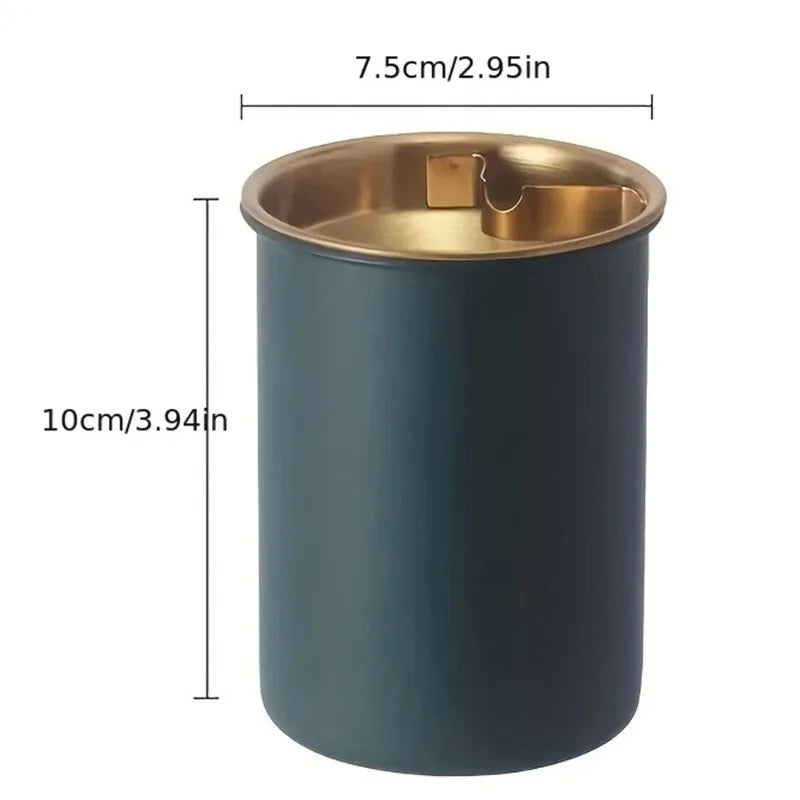 Cenicero Inoxidable a Prueba de Viento con Tapa, Cenicero de Puros sin Humo para Uso en Interiores, Exteriores y Patio, 1 Unidad, Accesorio para Fumar en Casa