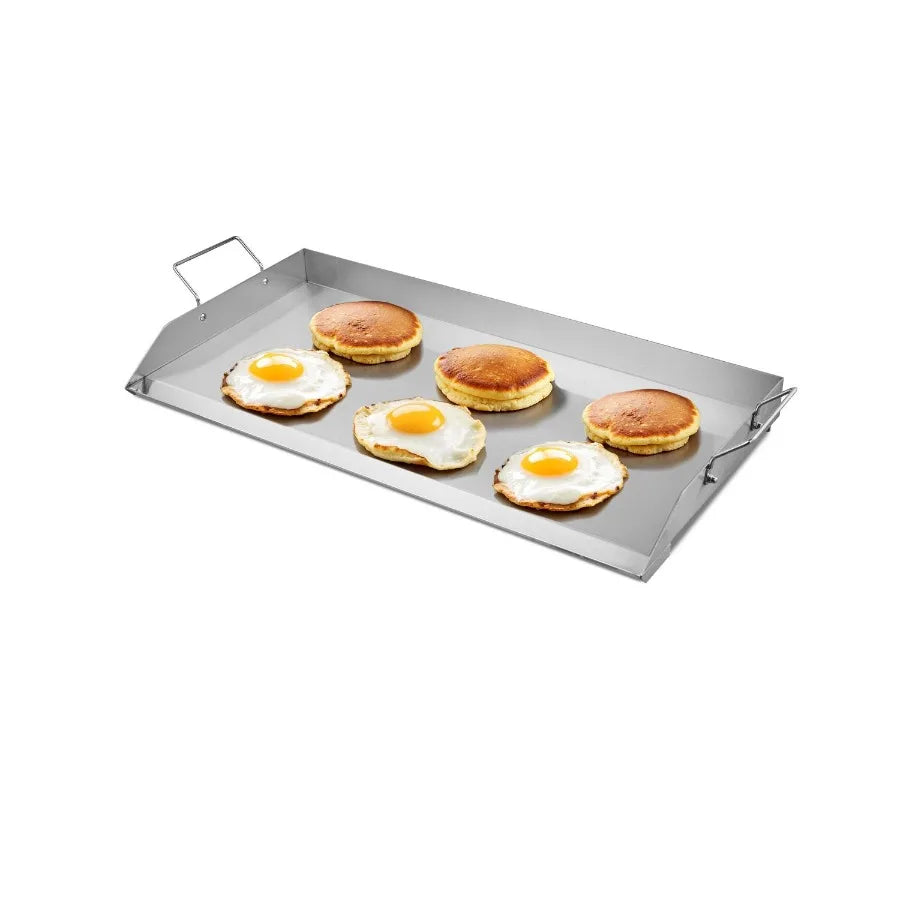 Plancha de acero inoxidable de 32x16 pulgadas, placa rectangular universal para parrilla de gas, barbacoa, Teppanyaki, utensilios de cocina portátiles con asa