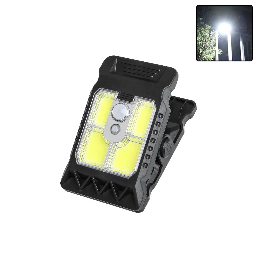 Luz solar LED para exteriores con clip, portátil, impermeable, sensor de movimiento, lámpara de patio, jardín, hogar, camping, luces de pared