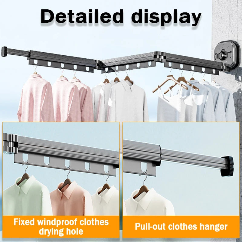 Perchero Plegable de Ropa para Interiores, Tendedero Retráctil, Ahorra Espacio, Tendedero de Ropa para Lavandería Doméstica, Soporte de Ropa Montado en la Pared