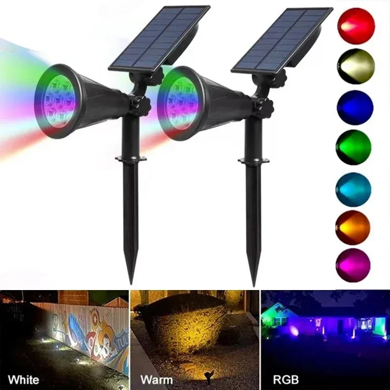 1 Foco solar LED de 7 luces, ajustable, para exteriores, iluminación de pared, impermeable IP65, para jardín y paisaje