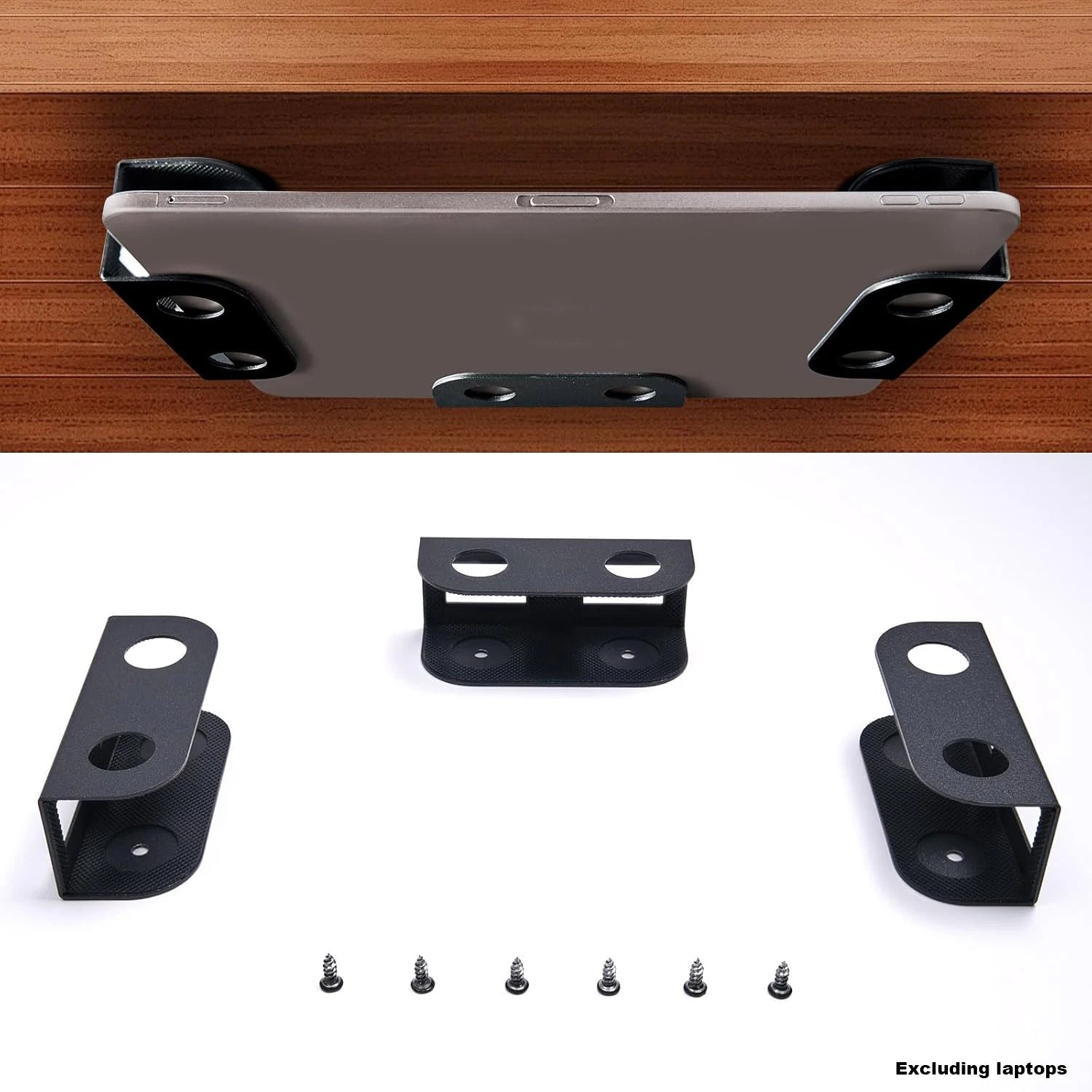 Soporte para portátil debajo del escritorio, soporte de metal para portátil, Mac Mini, Macbook, teclado con silicona antiarañazos
