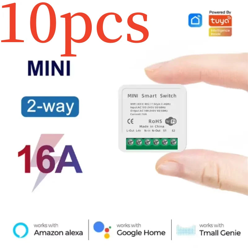 Mini interruptor WiFi DIY para el hogar inteligente, módulo de interruptor inteligente de 2 vías, funciona con Alexa, Google Home, Alice
