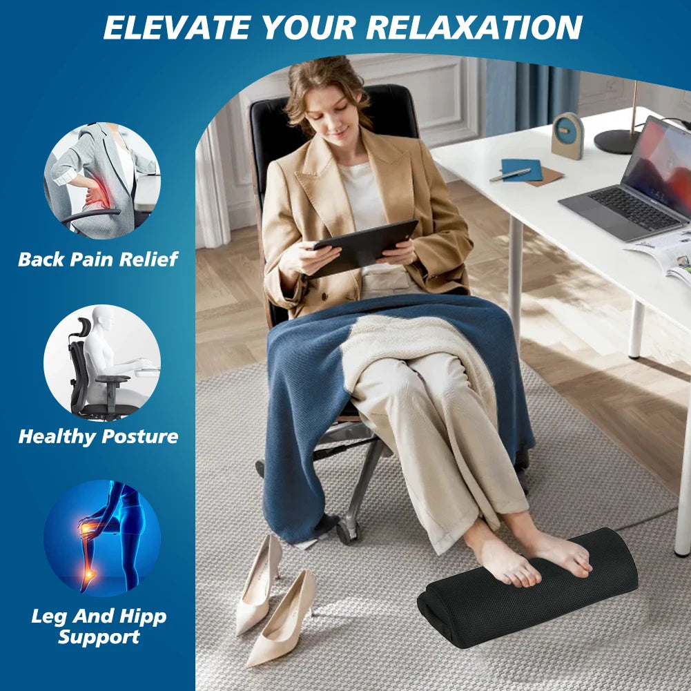 Taburete de oficina de espuma viscoelástica y reposapiés bajo el escritorio, almohada elevadora de piernas para juegos y oficina en casa