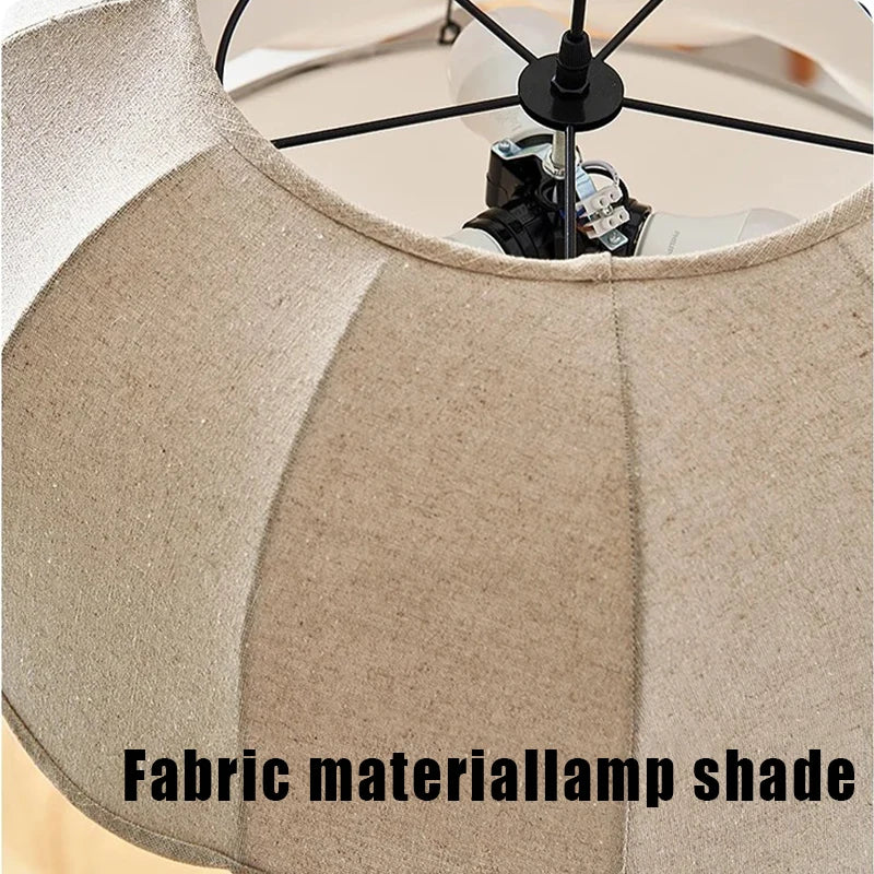 Nordic Vintage Fabric Pendant Light Japanese Wabi-sabi  LED Chandelier for Restaurant Bedroom Loft Hotel Shop Decor Fixtures