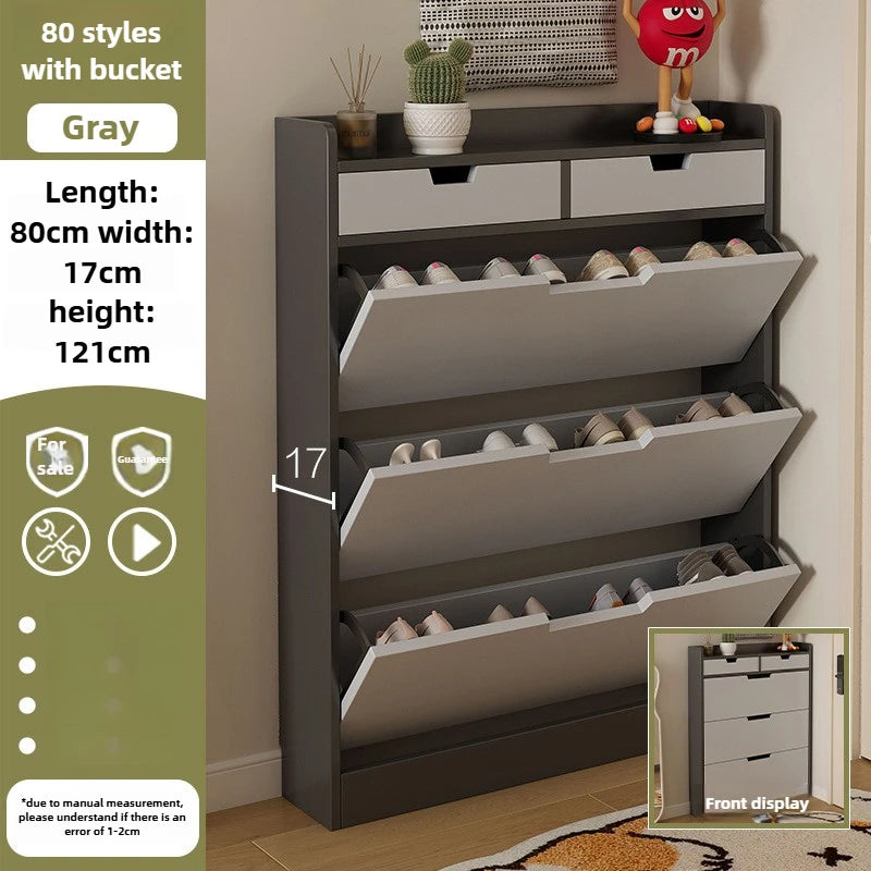 Tipping bucket shoe cabinet, outer entry shoe rack, balcony, entrance cabinet, living room large-capacity storage cabinet