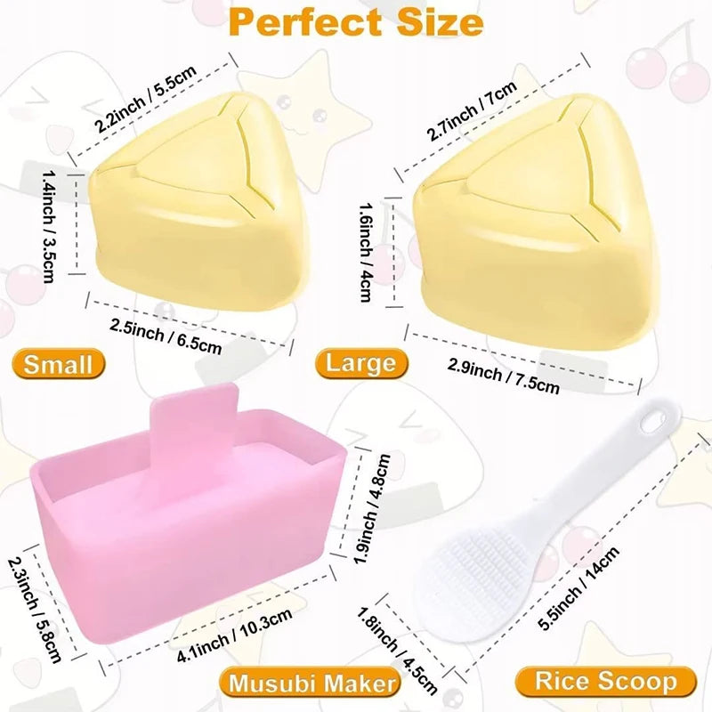 Paquete de 3 moldes para onigiri y sushi, kit clásico de moldes triangulares para bolas de arroz, moldes para sushi, moldes para prensa de musubi para el almuerzo de niños, bento YY180