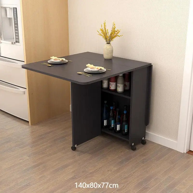 Mesa de comedor plegable multifuncional para el hogar, con ruedas, móvil, rectangular, para restaurante y dormitorio.