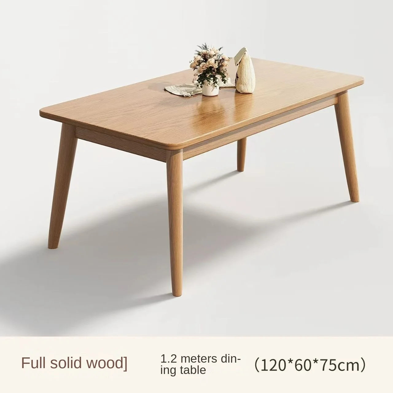 Mesa de comedor de madera maciza moderna, rectangular, estilo japonés, sencilla para apartamento pequeño