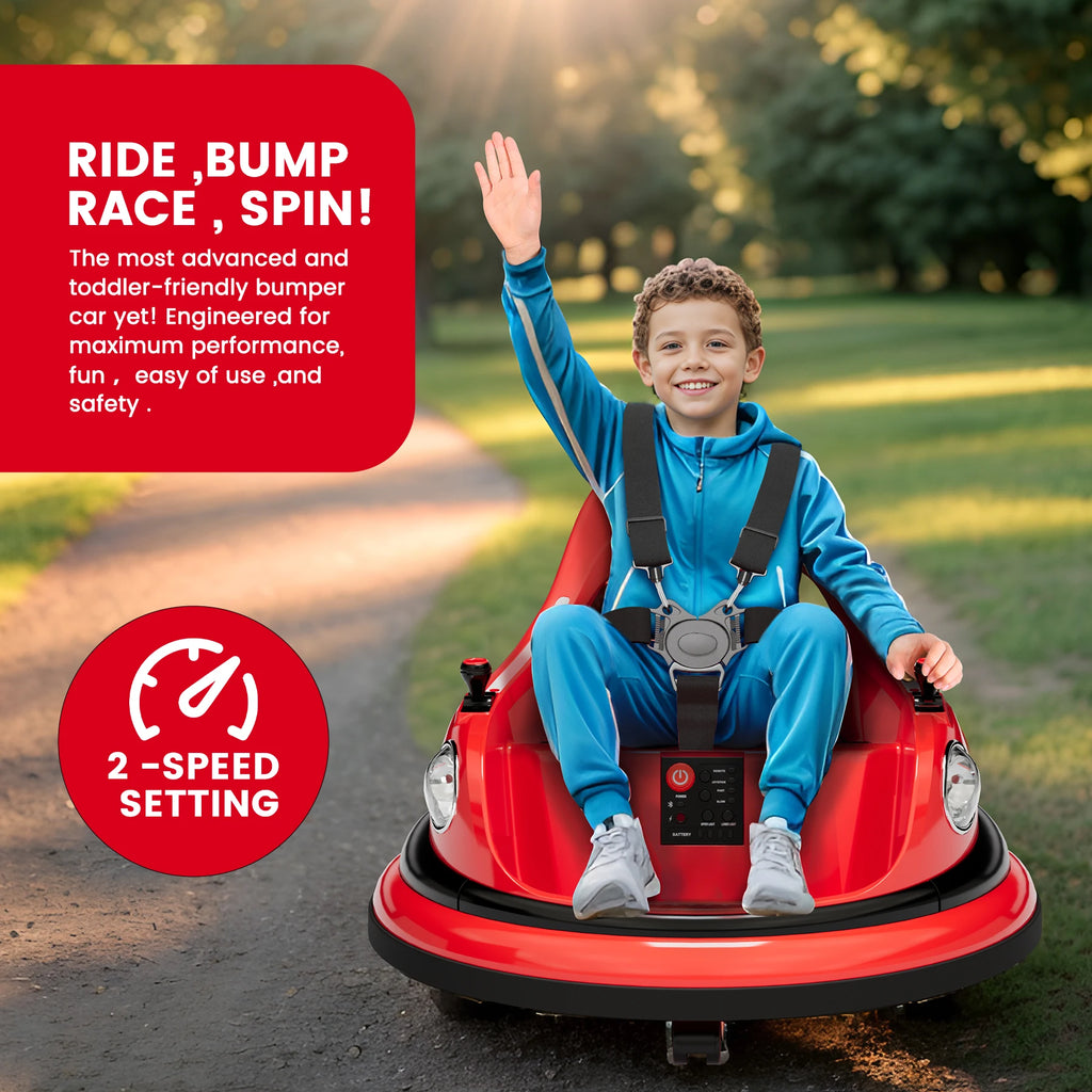 Coche de choque de 12V para niños pequeños, juguetes eléctricos para montar para niños de 1 a 6 años, luces LED, giro de 360 grados, soporta hasta 30 kg
