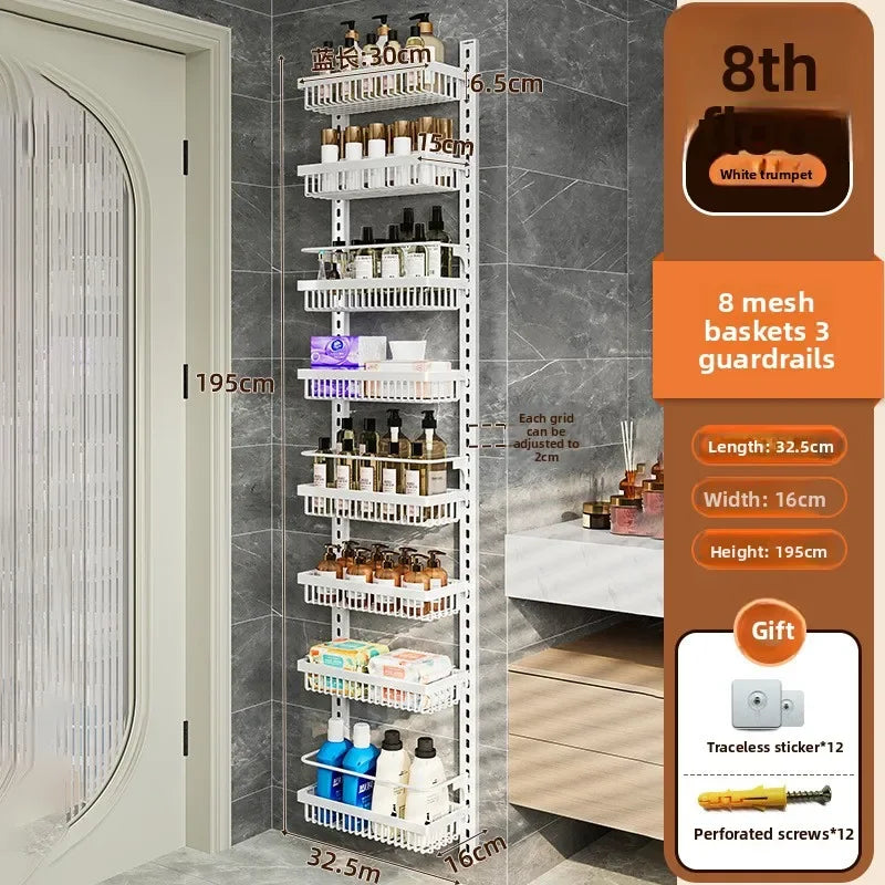 Estante de almacenamiento de especias y condimentos de pared multicapa ajustable para gabinete de cocina, sin perforaciones, para colgar en la pared