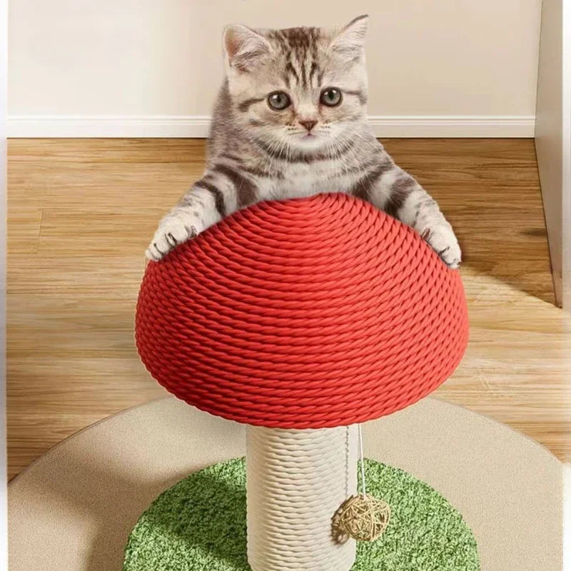 Bonito rascador para gatos, gatitos trepadores, diseño de seta, protege los muebles, divertido juguete para gatos, tabla rascadora de sisal duradero
