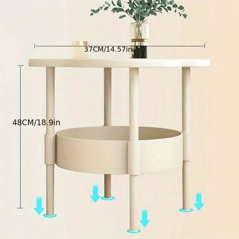 Mesa Auxiliar de Sofá Trébol de Cuatro Hojas, Mesita de Noche, Sala de Estar, Mesa de Almacenamiento, Balcón Creativo, Mesa de Centro de Doble Capa