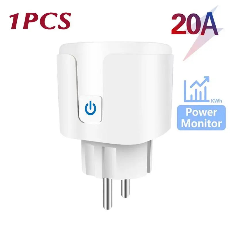 Enchufe inteligente Tuya WIFI EU 16A/20A Enchufe inteligente Wifi/Zigbee con monitoreo de energía Control de voz para Smart Home compatible con Google Home Alexa