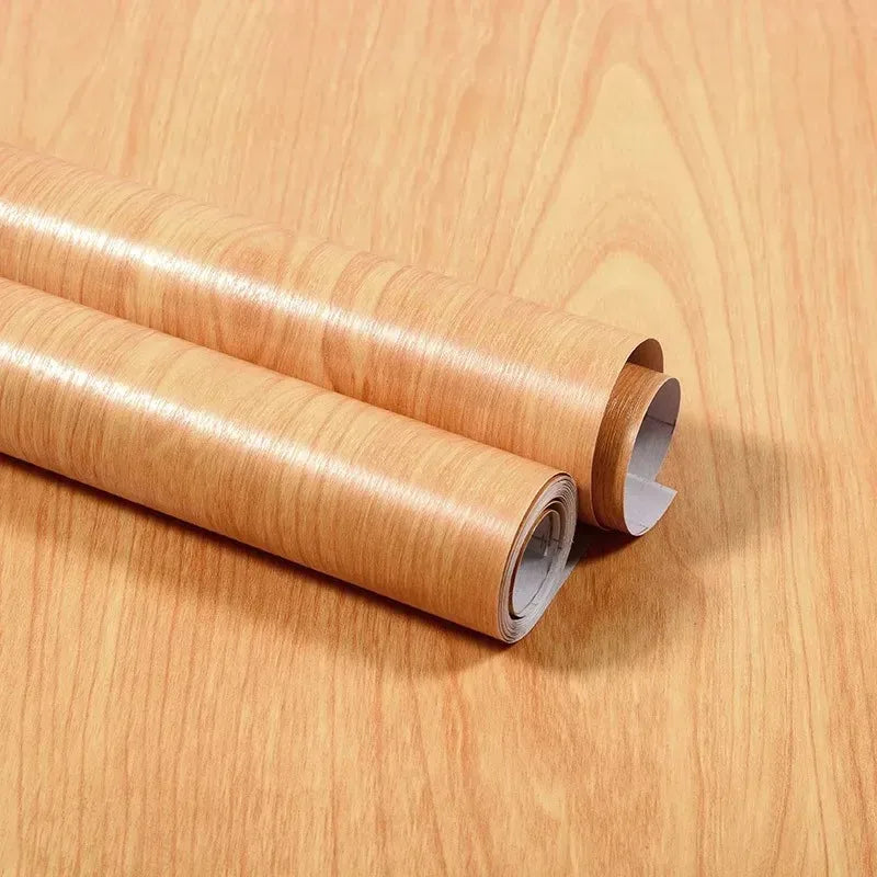 40CM Thickened Waterproof Wood Grain Stickers Self-adhesive PVC Wardrobe Cabinet Desktop Modern Furniture Decorative Wallpaper ﻿