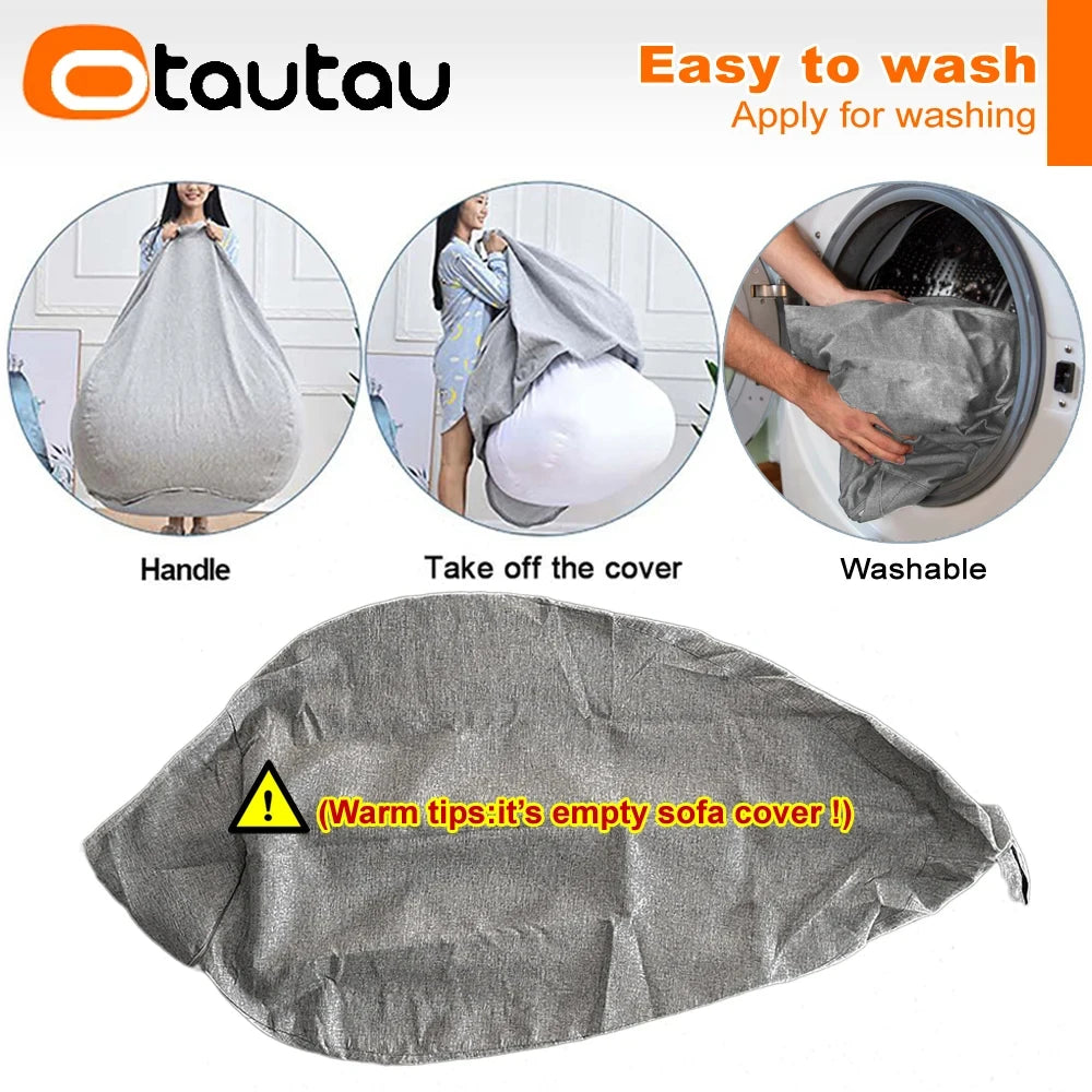 OTAUTAU Cotton Linen Bean Bag Cover without Filler Floor Corner Lazy Beanbag Chair Pouf Salon Ottoman Puff Lounger Sac DD002