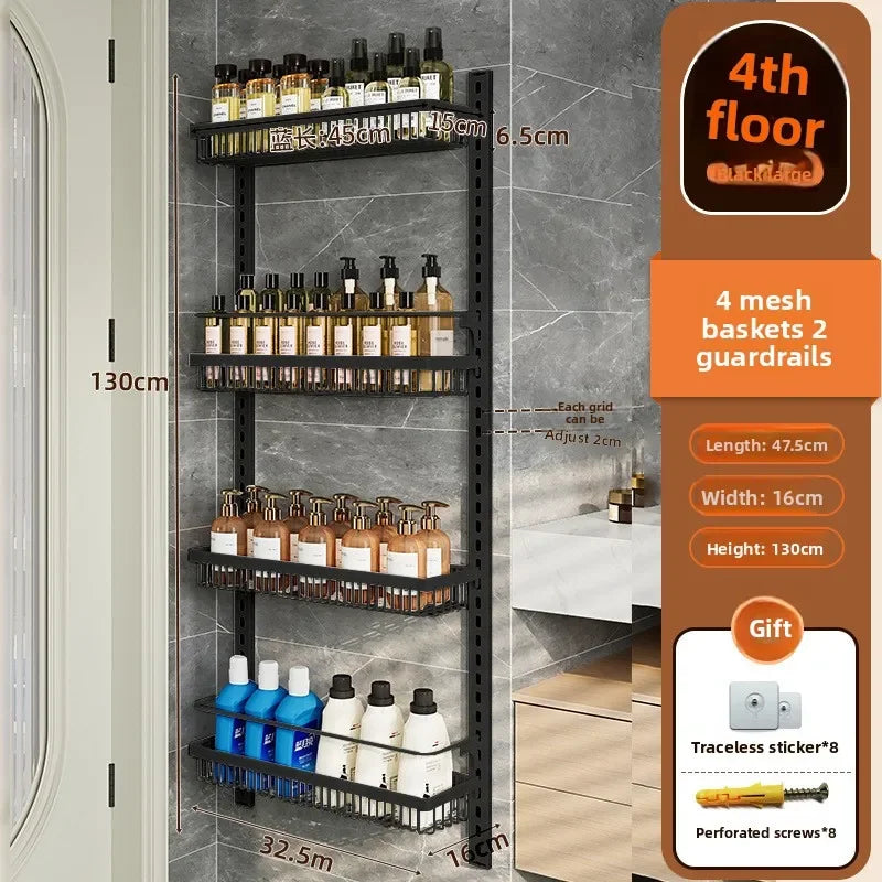 Estante de almacenamiento de especias y condimentos de pared multicapa ajustable para gabinete de cocina, sin perforaciones, para colgar en la pared