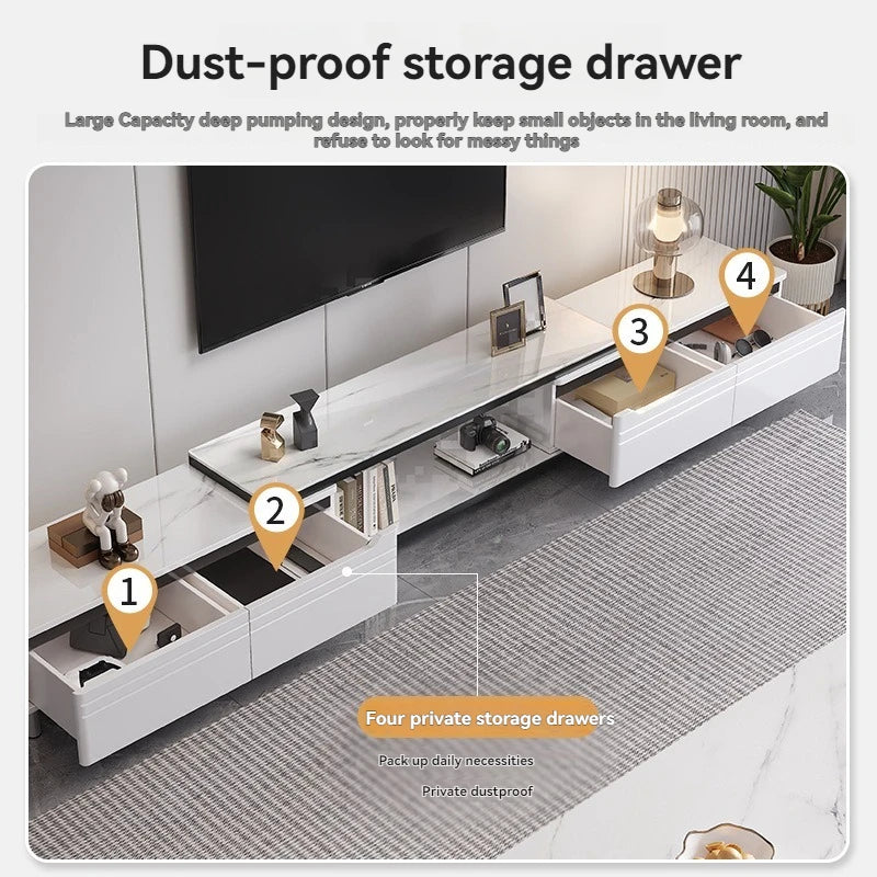 Mueble de TV minimalista moderno para sala de estar, mueble de TV retráctil de pie, mesa de centro, combinación de mesa de té