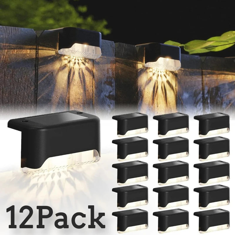 4/8/12Pack Solar Deck Lights, Auto On/Off Outdoor Waterproof Solar Step Wall Lights for Stairs Fence Yard Pathway Decoration