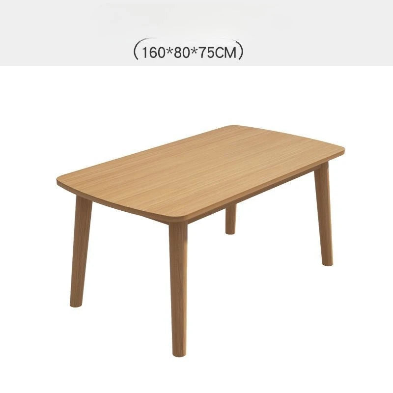 Juego de Mesa de Comedor Nórdica de Madera Maciza con 4 o 6 Sillas, Rectangular, Acabado de Madera Natural, Muebles para Apartamentos Pequeños, Cocinas y Comedores