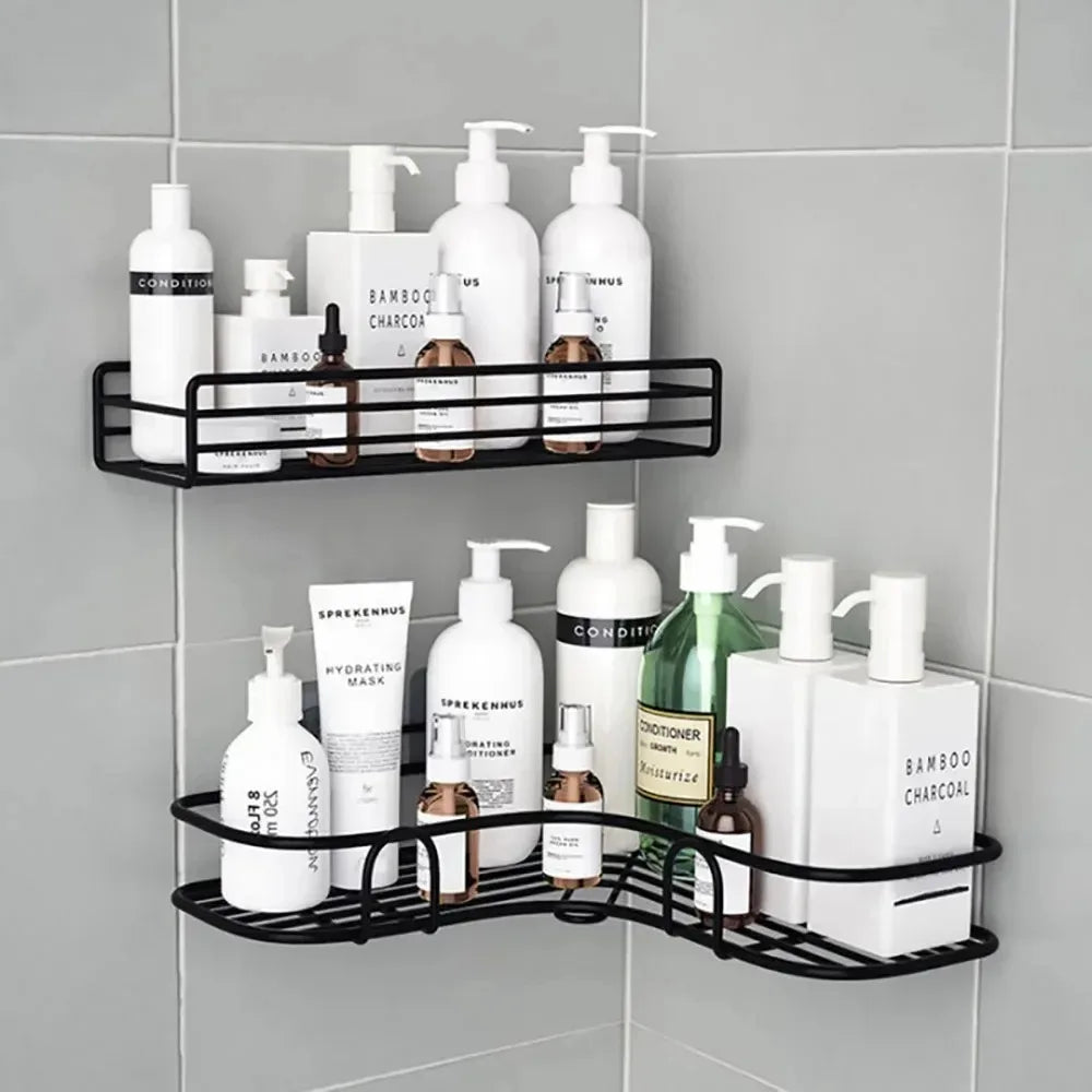 Estante de almacenamiento para inodoro, estantería de baño, esquinera sin taladro, soporte de estante para ducha, soporte de pared para accesorios de baño, organizador de champú