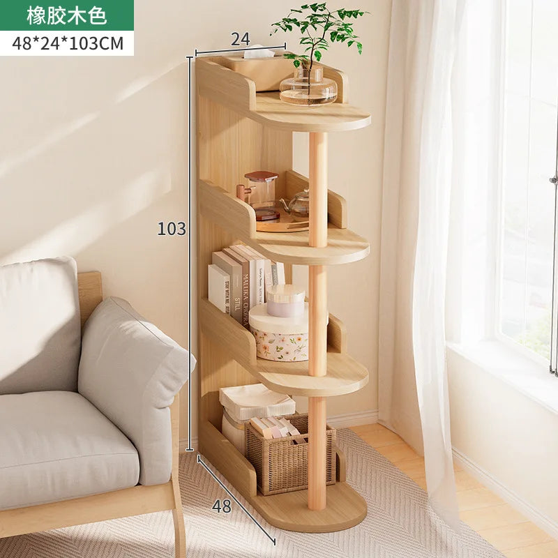 Mesa de Noche Esquinera de Madera, Mesa Auxiliar Moderna Simple de Múltiples Capas, Gabinete de Noche, Estantería Vertical, Hogar, Sala de Estar