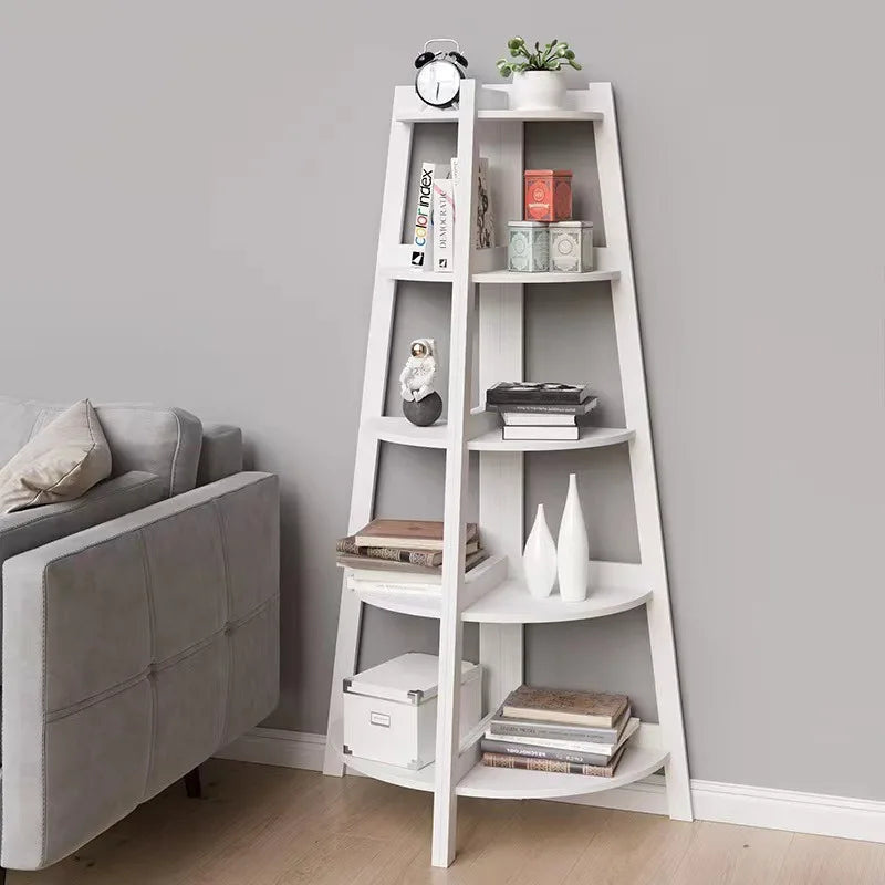 Soporte para plantas tipo escalera, estantería para plantas, balcón esquinero, interior, exterior, que ahorra espacio, moderno, nórdico, de madera y metal, muebles para macetas