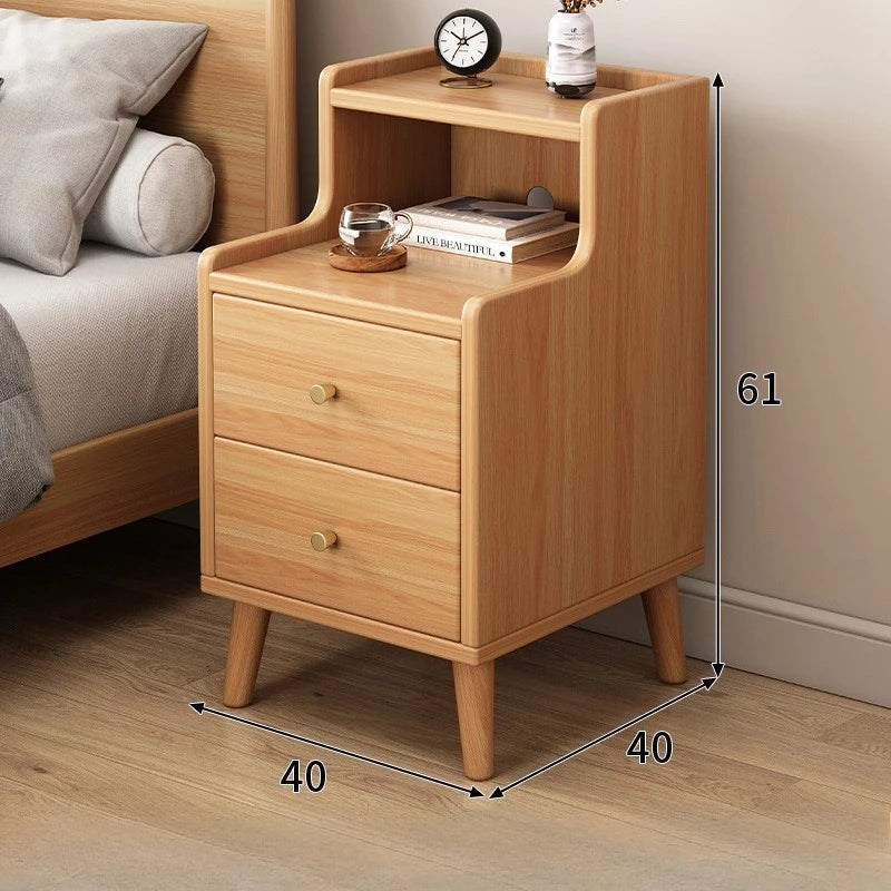 Mesita de noche moderna de estilo chino nuevo - Mesita de noche estrecha de madera maciza con cajón de almacenamiento, muebles de dormitorio minimalistas