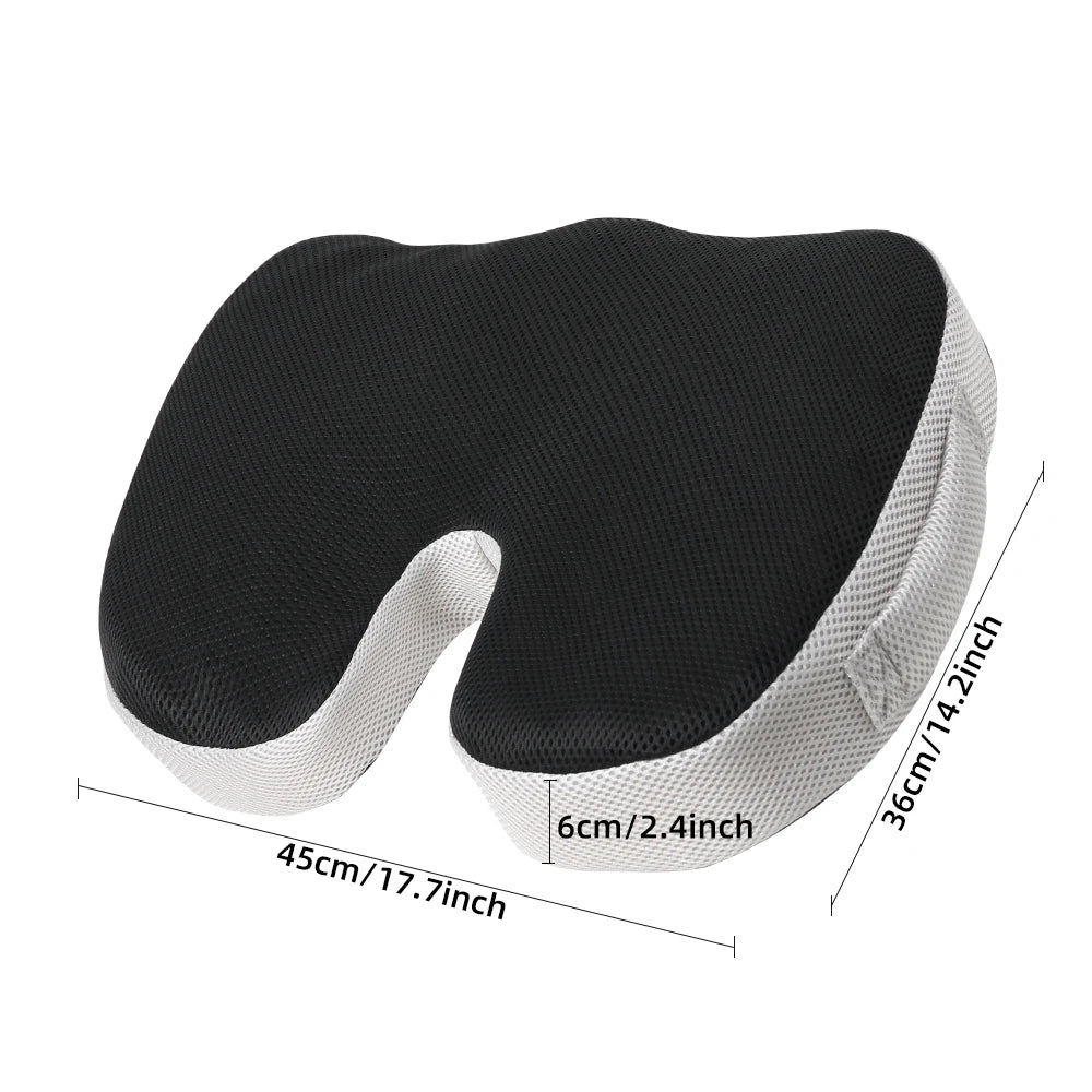 Cómodo cojín de asiento transpirable, cojín de masaje de esponja ondulada con diseño en forma de U que alivia la presión de los glúteos y el dolor del cóccix.