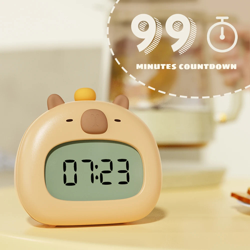 Luz de Noche LED Capibara Lindo Reloj Despertador Capibara Recargable USB Temporizador Decoración de Escritorio Adornos de Reloj Despertador Regalo para Niños