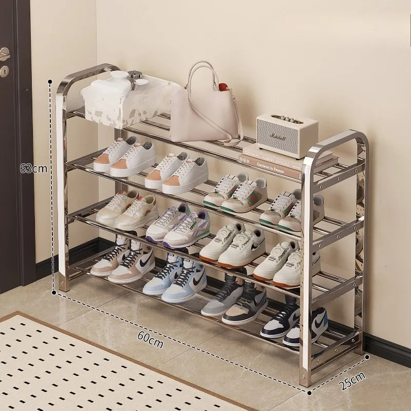 Zapatero de acero inoxidable engrosado, para pasillo familiar, dormitorio estudiantil, habitación de alquiler, zapatero