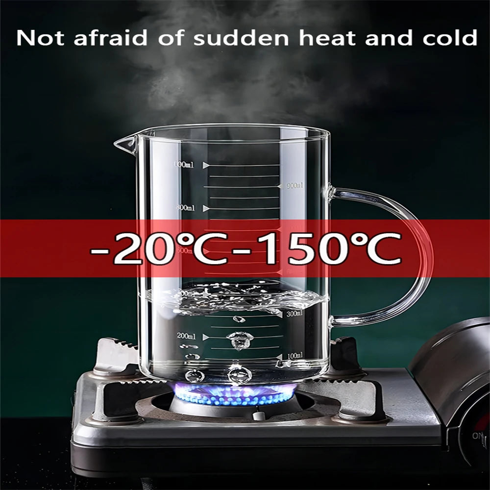 1 taza medidora de vidrio con asa 250/350/500/1000 ml, taza medidora de café con leche de vidrio de borosilicato alto, taza resistente al calor