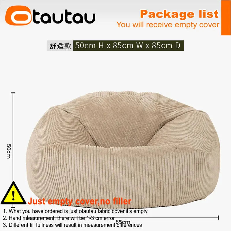 OTAUTAU Funda de puf de franela/terciopelo sin relleno, puf para el suelo, otomana, sofá individual, muebles sin marco DD025