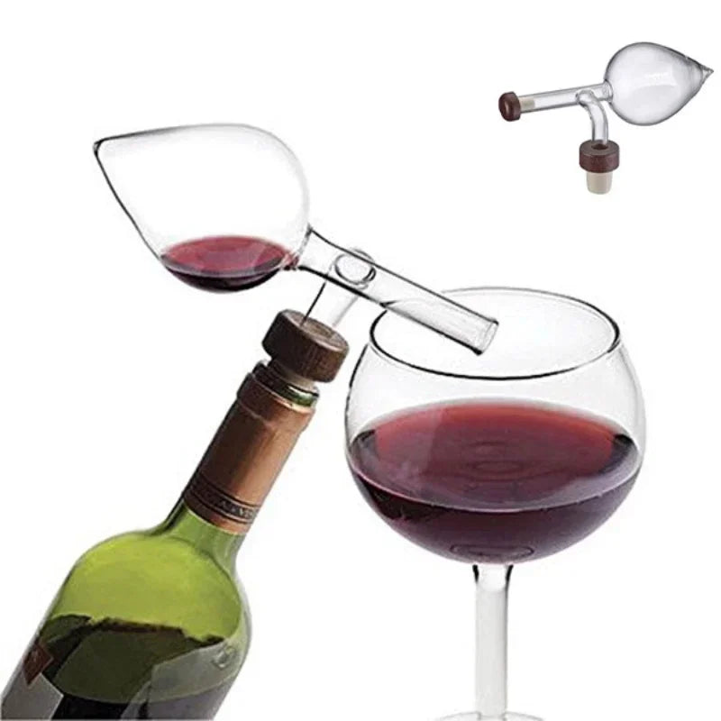 Aireadores de vino tinto portátiles redondos/en forma de melocotón, vertedor de botella de vino tinto transparente y decantador rápido, dispositivo de vidrio para sobriedad