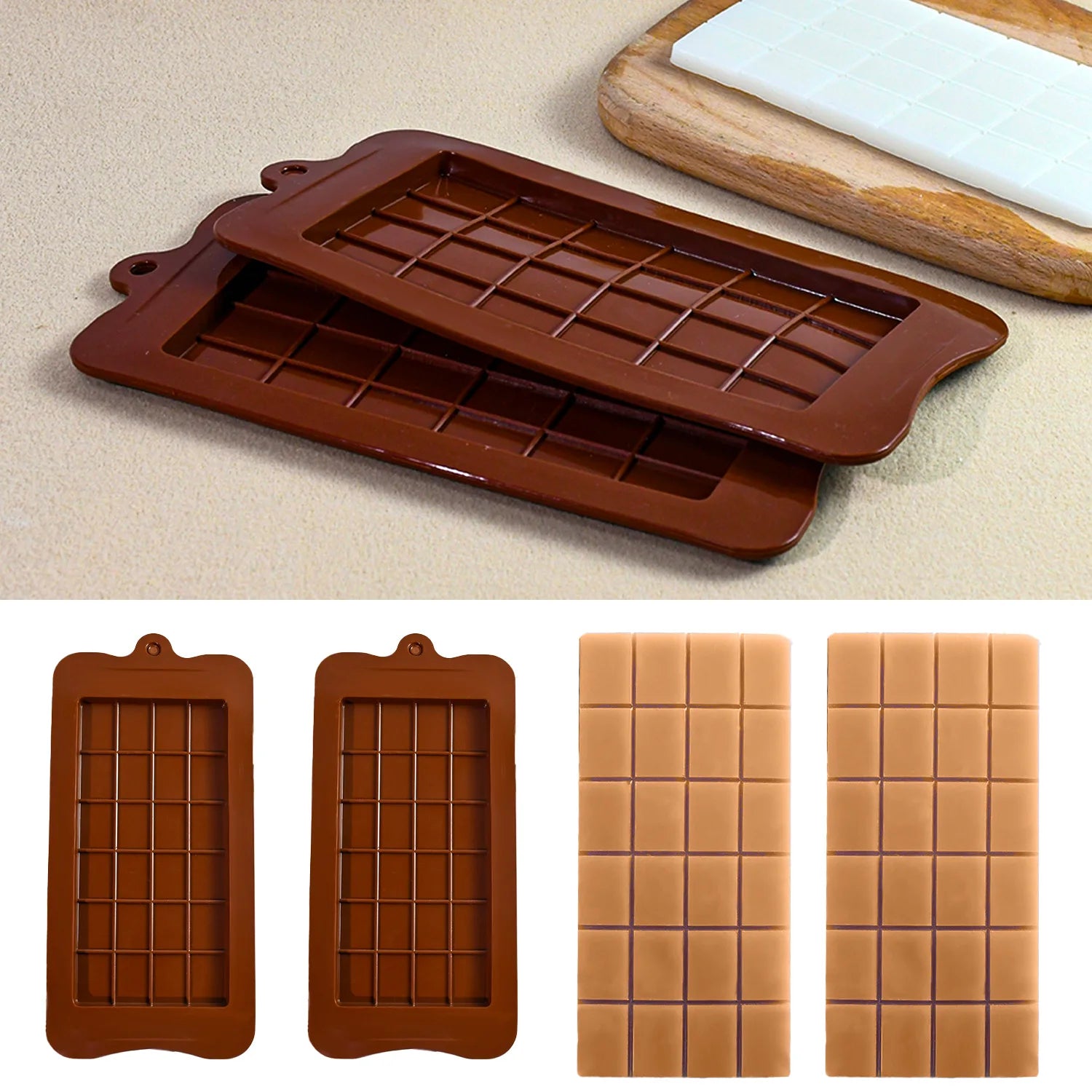 Moldes de chocolate para repostería, moldes de pastel cuadrados de silicona de alta calidad, ecológicos, para hacer tú mismo, 1 unidad, de calidad alimentaria, con 24 cavidades, herramientas para dulces