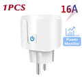 Tuya WiFi Smart Plug 16A/20A Enchufe Inteligente UE Con Monitor de Energía Temporizador Smart Life Compatible con Alexa Google Home Yandex SmartThings