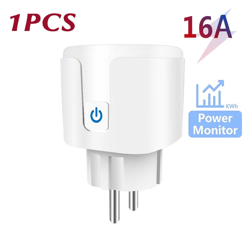 Tuya WiFi Smart Plug 16A/20A Enchufe Inteligente UE Con Monitor de Energía Temporizador Smart Life Compatible con Alexa Google Home Yandex SmartThings