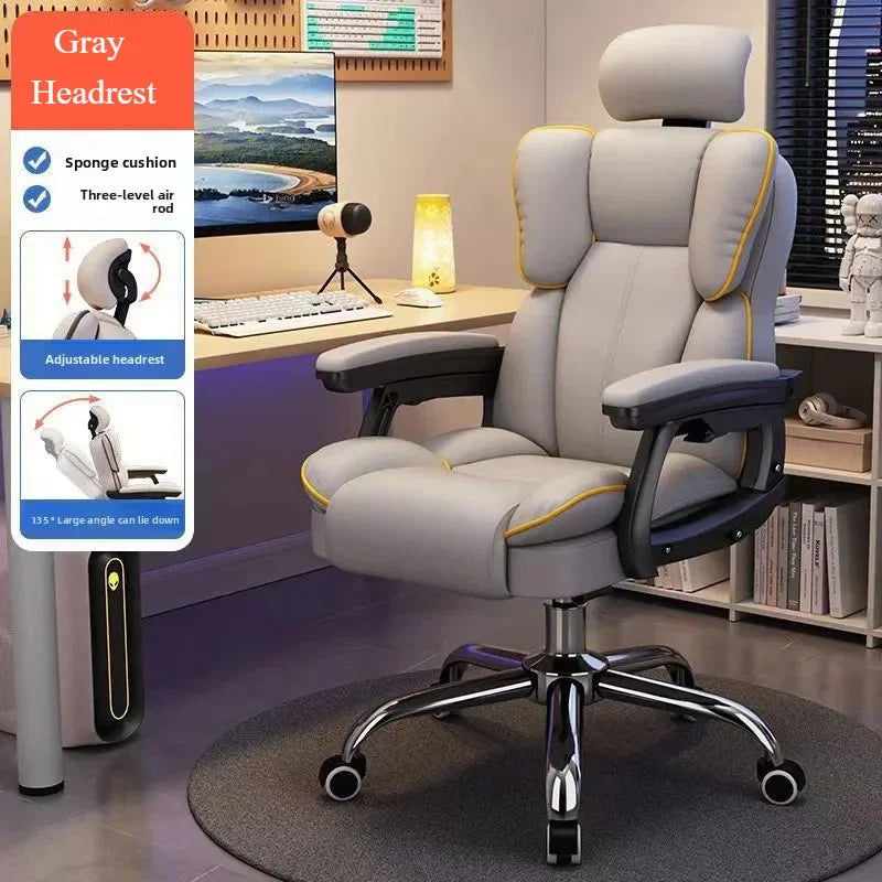 Silla de ordenador reclinable cómoda silla de juego sedentaria respaldo sofá silla de escritorio dormitorio silla giratoria de estudio en vivo muebles