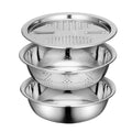 Rebanador de verduras 3PCS/1Set, rebanador de acero inoxidable, rebanador de patatas, lavabo para verduras, cesta de drenaje, multifuncional