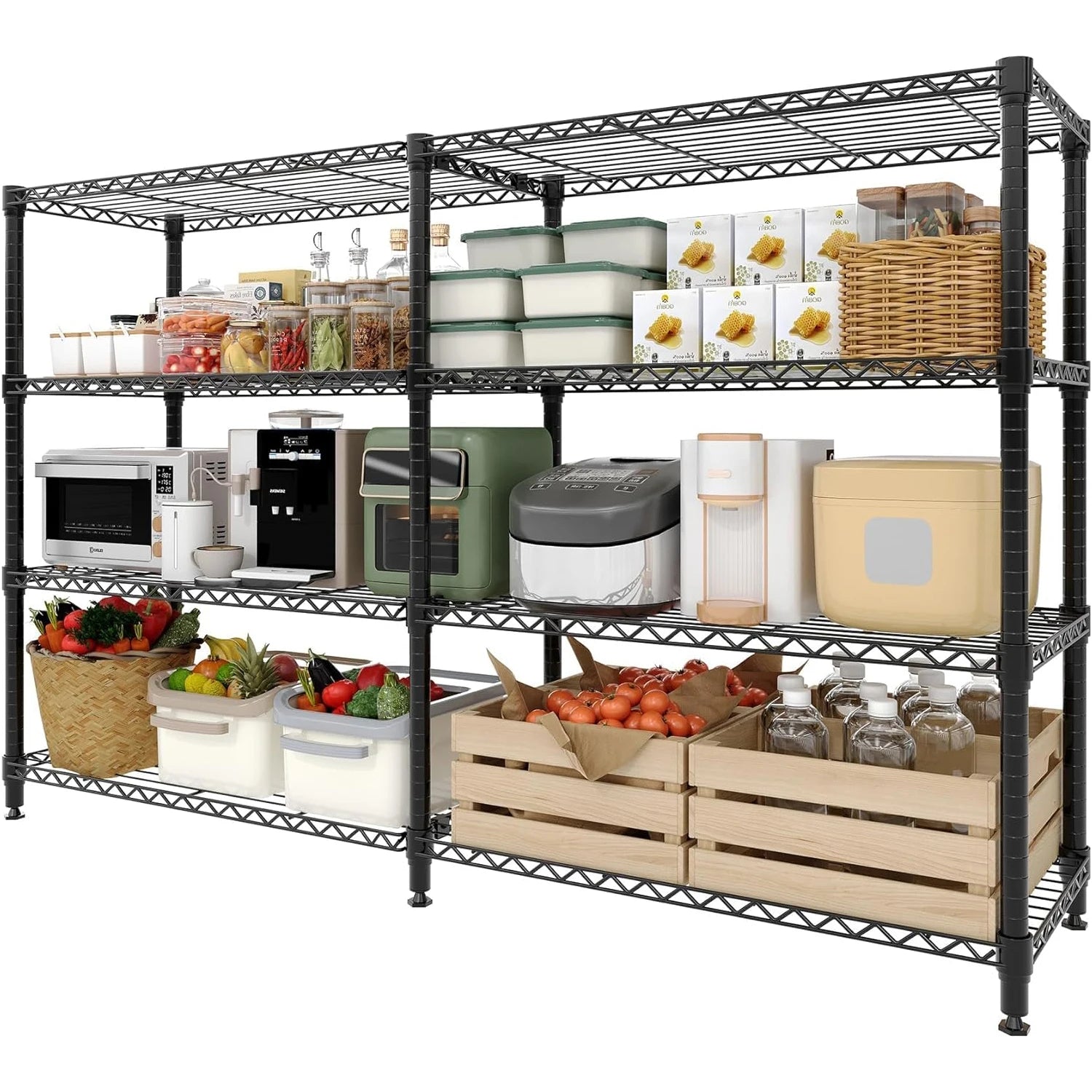 Heavy Duty 4-Tier Storage Shelves Adjustable Metal Wire Shelf, 1060 lbs Capacity Ideal for Kitchen, Pantry, Garage