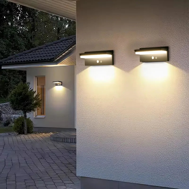 Luz de pared solar LED para exteriores, ahorro de energía, impermeable, sensor de movimiento, lámpara de pared para patio, villa, valla, iluminación de paisaje