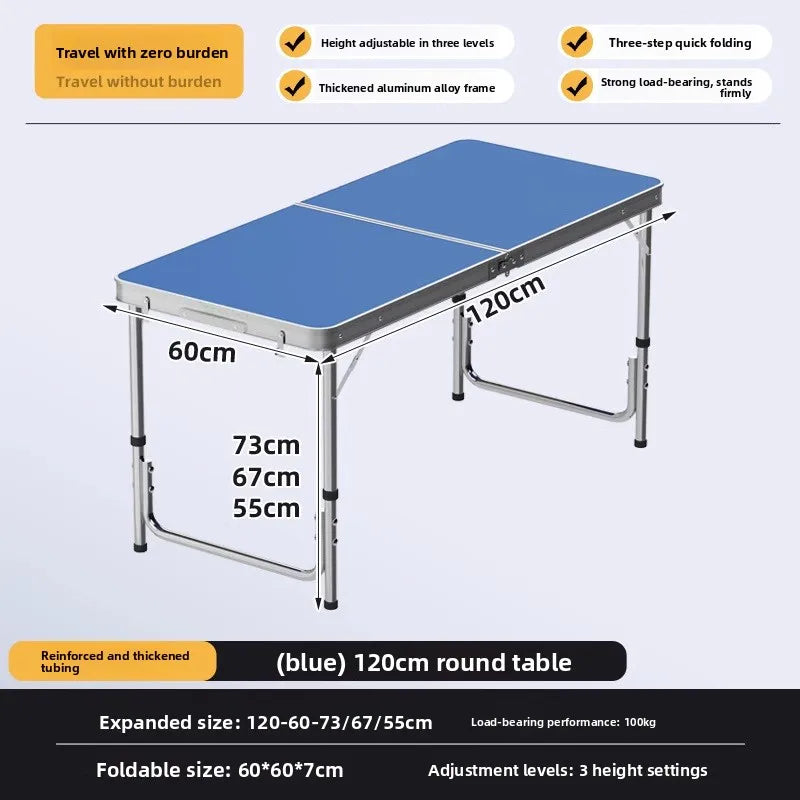 Mesa de picnic plegable portátil, altura ajustable, ligera, compacta, de aluminio, fácil de transportar, para camping, playa, portón trasero, jardín
