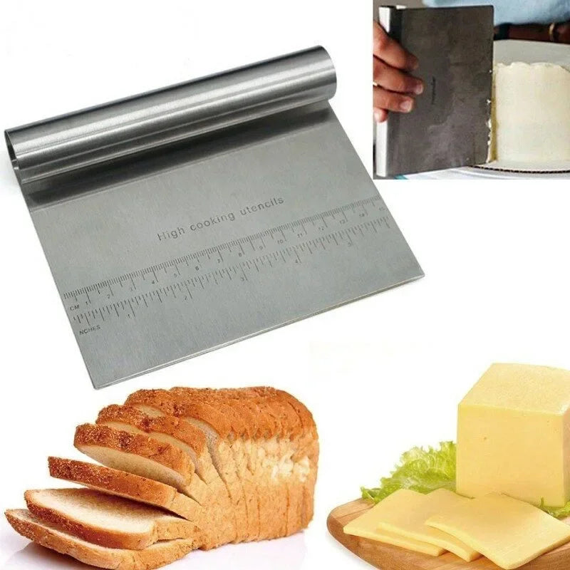 Rascador de acero inoxidable de 6"/8" para tartas, espátulas para masa, glaseado, alisador de bordes, herramientas de decoración de pasteles, accesorios para hornear