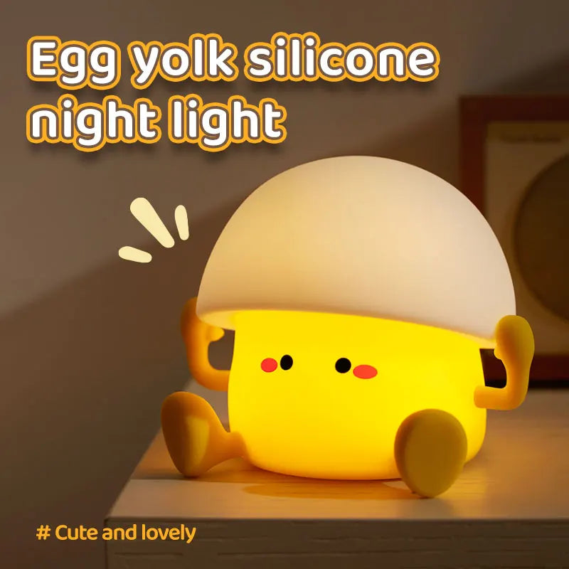 Linda luz nocturna, lámpara de yema de huevo, lámpara de seta, decoración creativa de escritorio, carga USB, luz nocturna interior para niños, regalo de cumpleaños