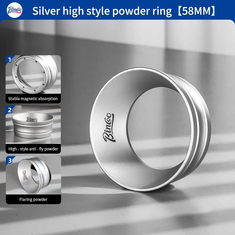 Bincoo Universal Portafilter Dosing Ring, 3.2cm Anti-Spill Aluminum Funnel with Strong Magnets Fits 51mm and 58mm Coffee Handles
